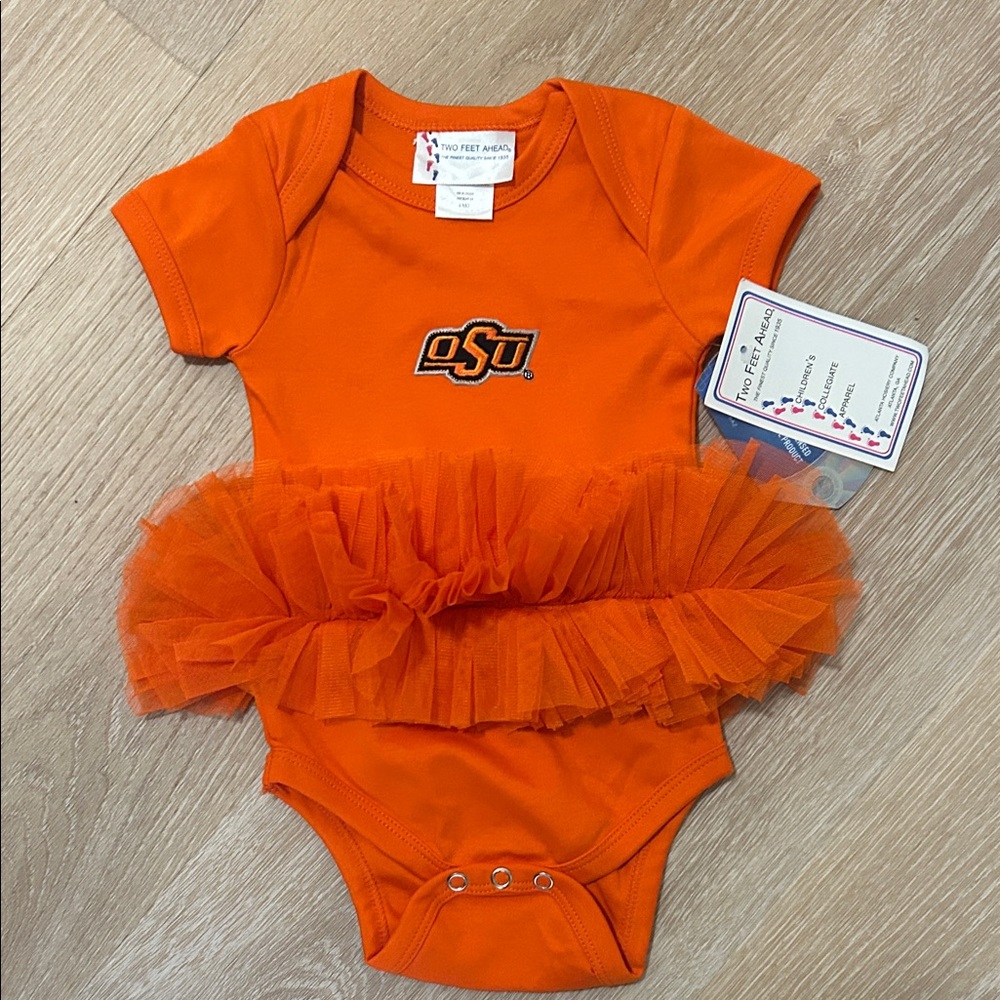 Orange OSU Baby Onesie with Tutu Two Feet Ahead
Oklahoma State